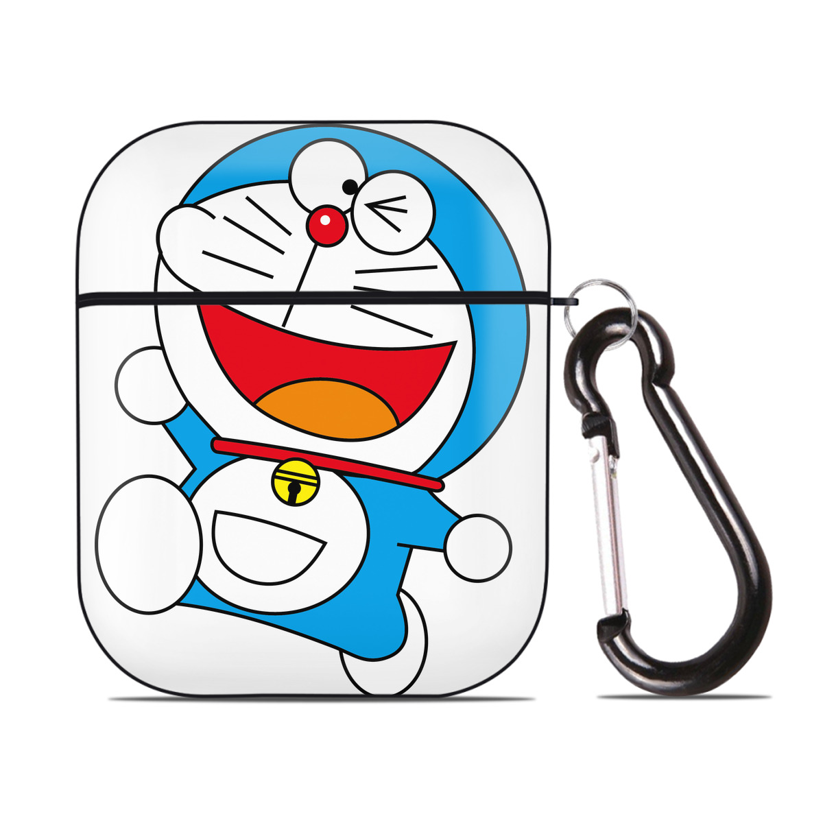 （画像用） ドラえもん Doraemon AirPods 第2世代保護ケース ハードシェル ブラック 耐衝撃・防指紋・カラビナ付き