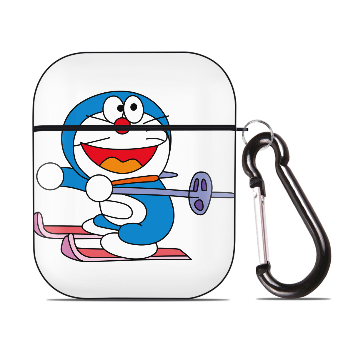 （画像用） ドラえもん Doraemon AirPods 第2世代保護ケース ハードシェル ブラック 耐衝撃・防指紋・カラビナ付き