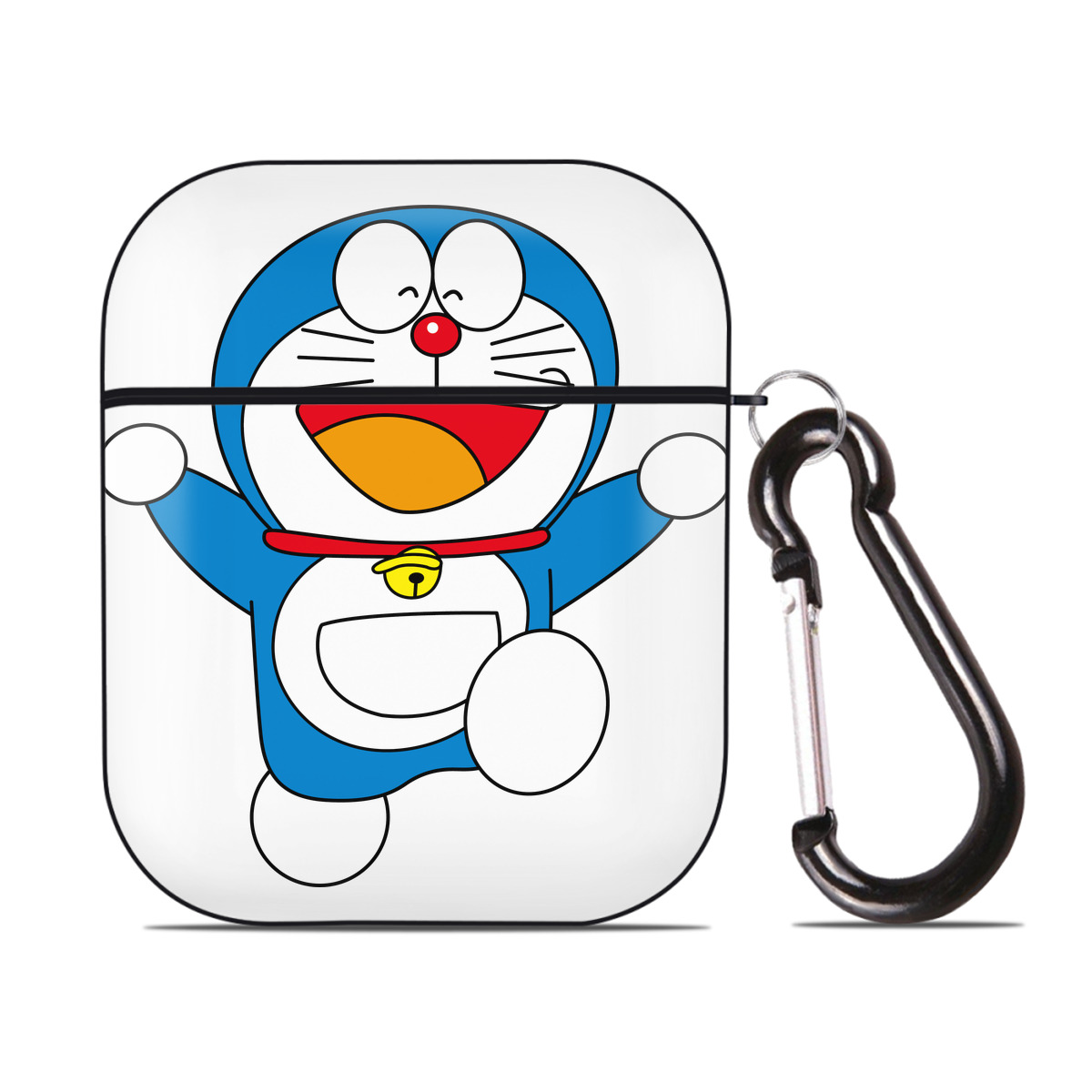 （画像用） ドラえもん Doraemon AirPods 第2世代保護ケース ハードシェル ブラック 耐衝撃・防指紋・カラビナ付き