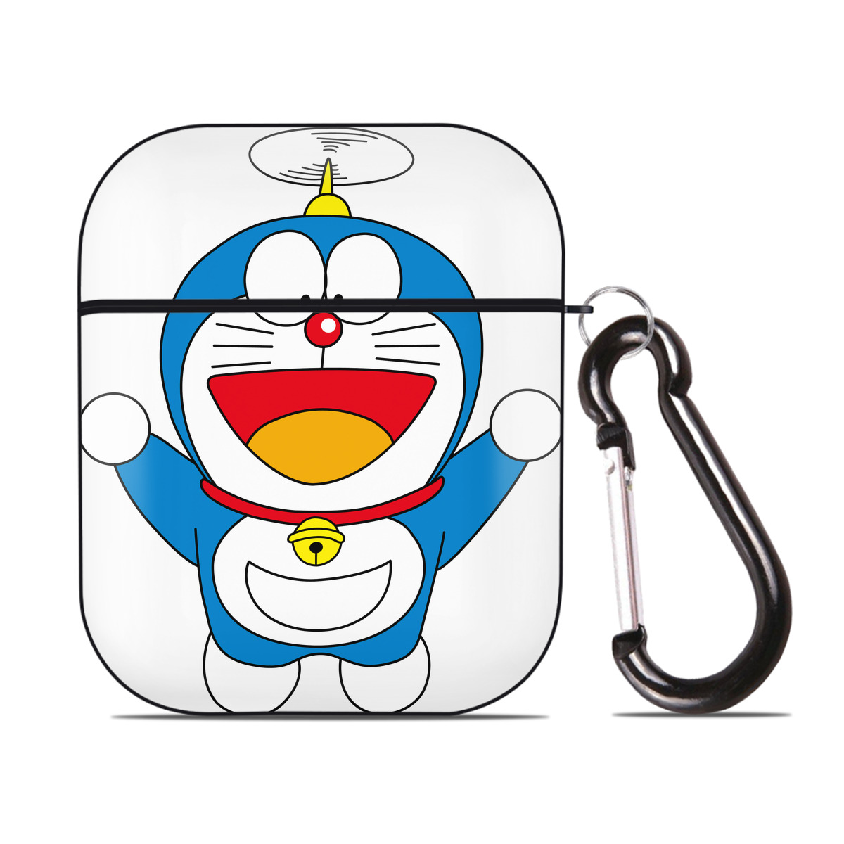 （画像用） ドラえもん Doraemon AirPods 第2世代保護ケース ハードシェル ブラック 耐衝撃・防指紋・カラビナ付き