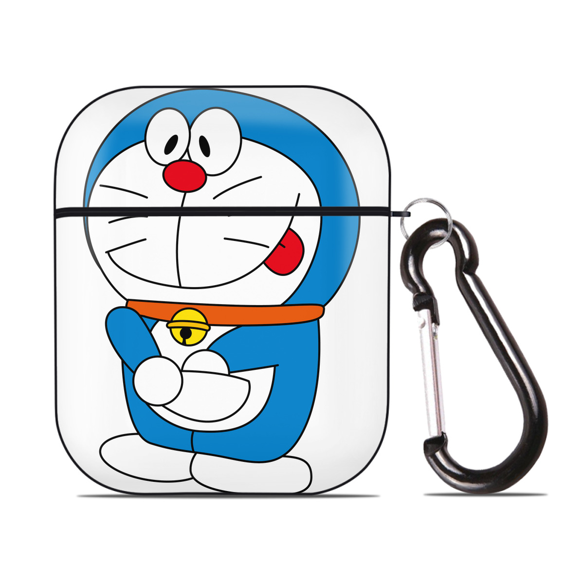 （画像用） ドラえもん Doraemon AirPods 第2世代保護ケース ハードシェル ブラック 耐衝撃・防指紋・カラビナ付き