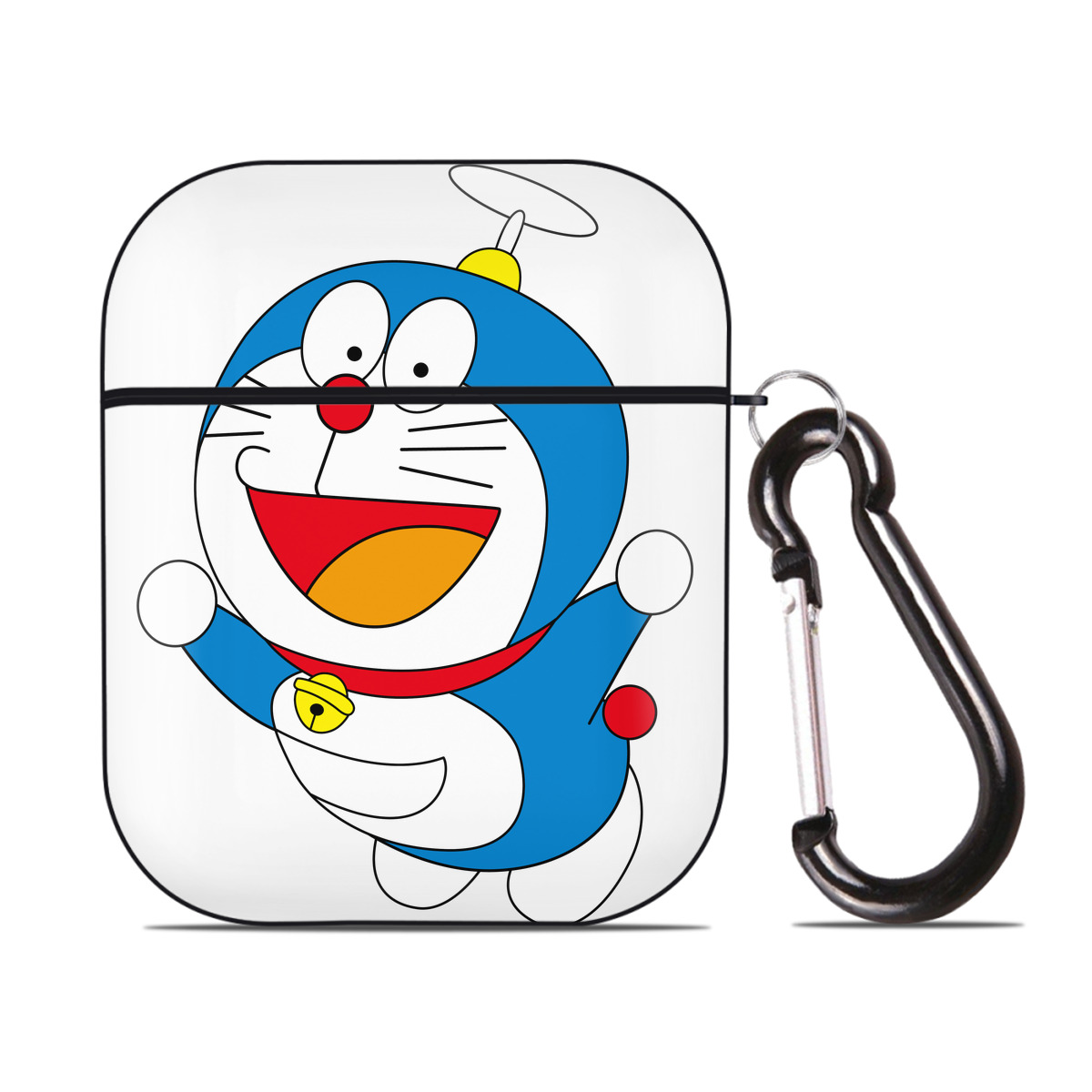 （画像用） ドラえもん Doraemon AirPods 第2世代保護ケース ハードシェル ブラック 耐衝撃・防指紋・カラビナ付き