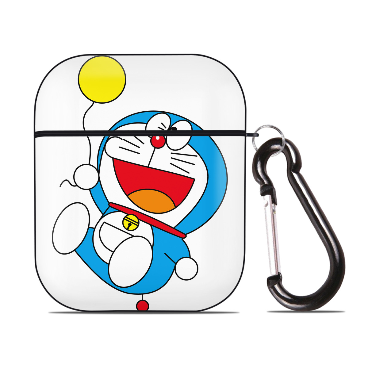 （画像用） ドラえもん Doraemon AirPods 第2世代保護ケース ハードシェル ブラック 耐衝撃・防指紋・カラビナ付き