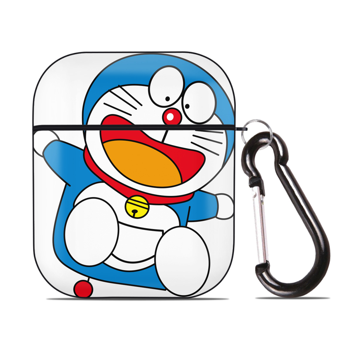 （画像用） ドラえもん Doraemon AirPods 第2世代保護ケース ハードシェル ブラック 耐衝撃・防指紋・カラビナ付き