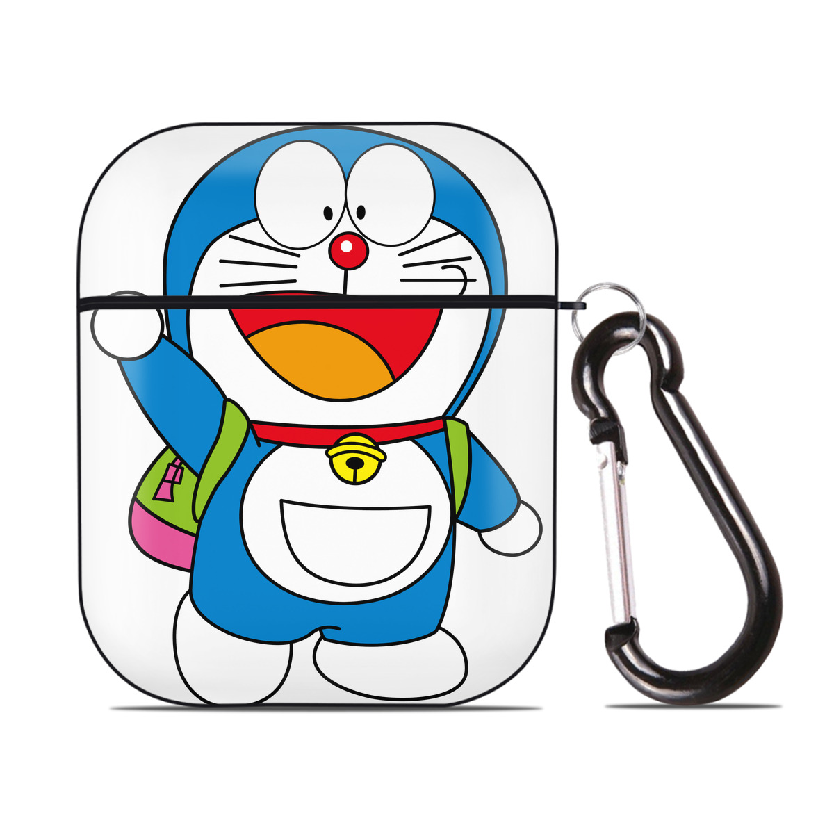 （画像用） ドラえもん Doraemon AirPods 第2世代保護ケース ハードシェル ブラック 耐衝撃・防指紋・カラビナ付き