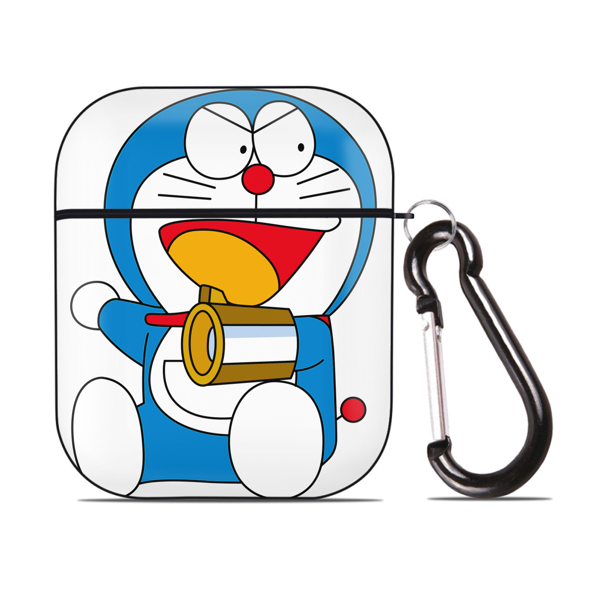 （画像用） ドラえもん Doraemon AirPods 第2世代保護ケース ハードシェル ブラック 耐衝撃・防指紋・カラビナ付き