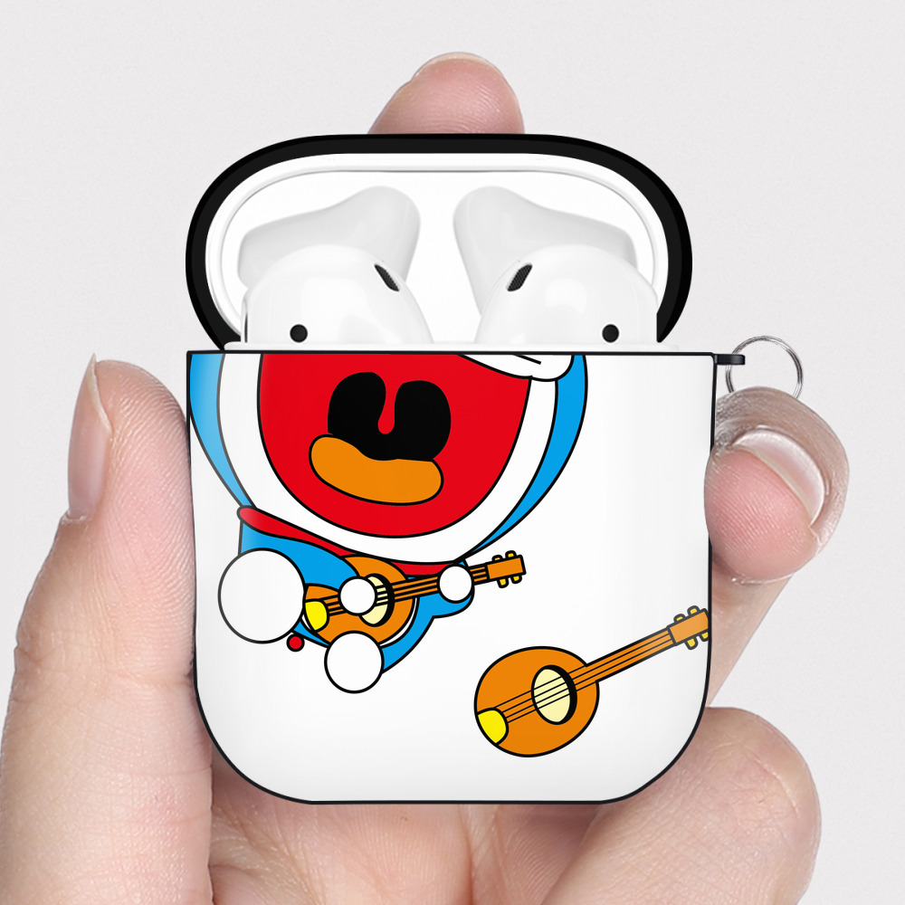 （画像用） ドラえもん Doraemon AirPods 第2世代保護ケース ハードシェル ブラック 耐衝撃・防指紋・カラビナ付き
