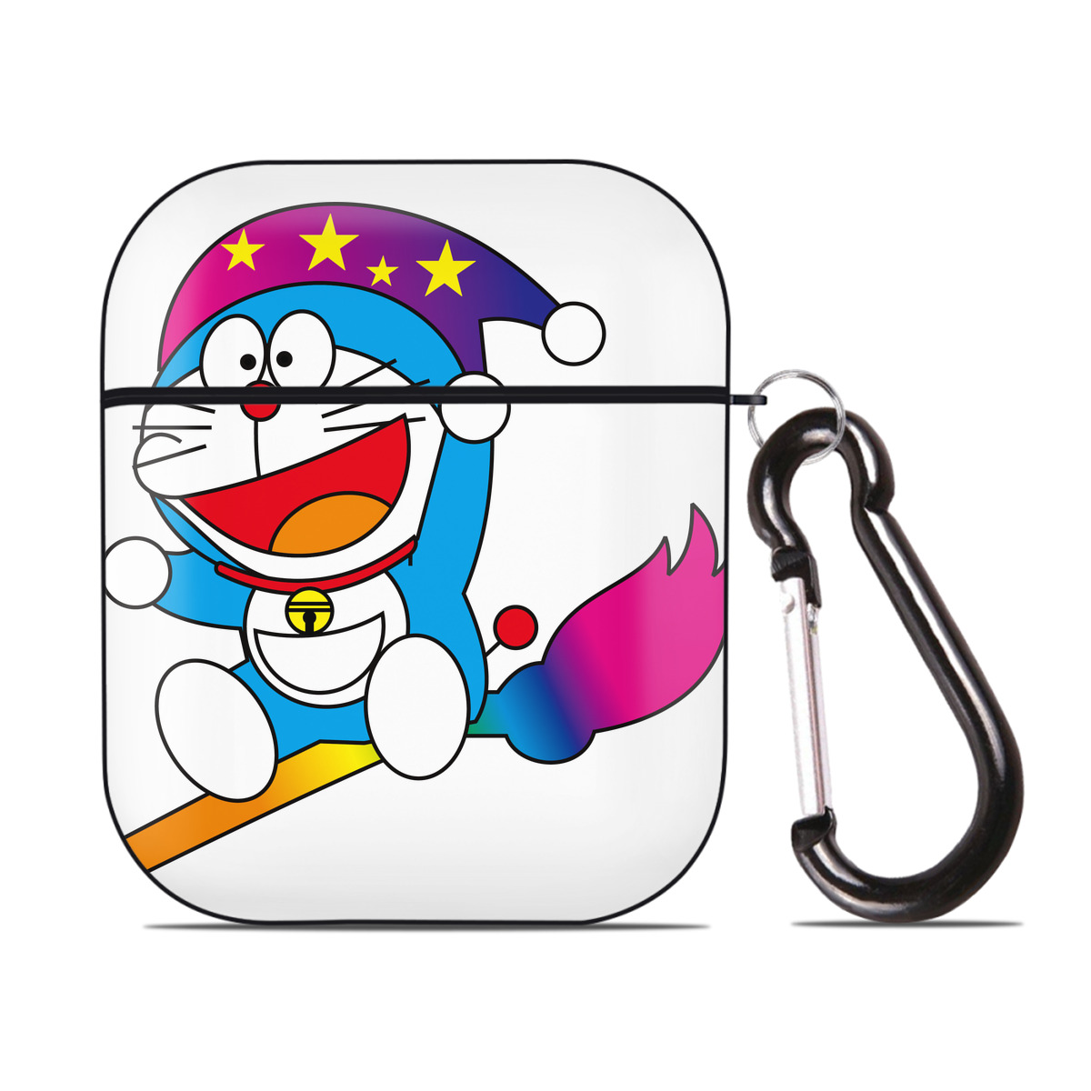 （画像用） ドラえもん Doraemon AirPods 第2世代保護ケース ハードシェル ブラック 耐衝撃・防指紋・カラビナ付き