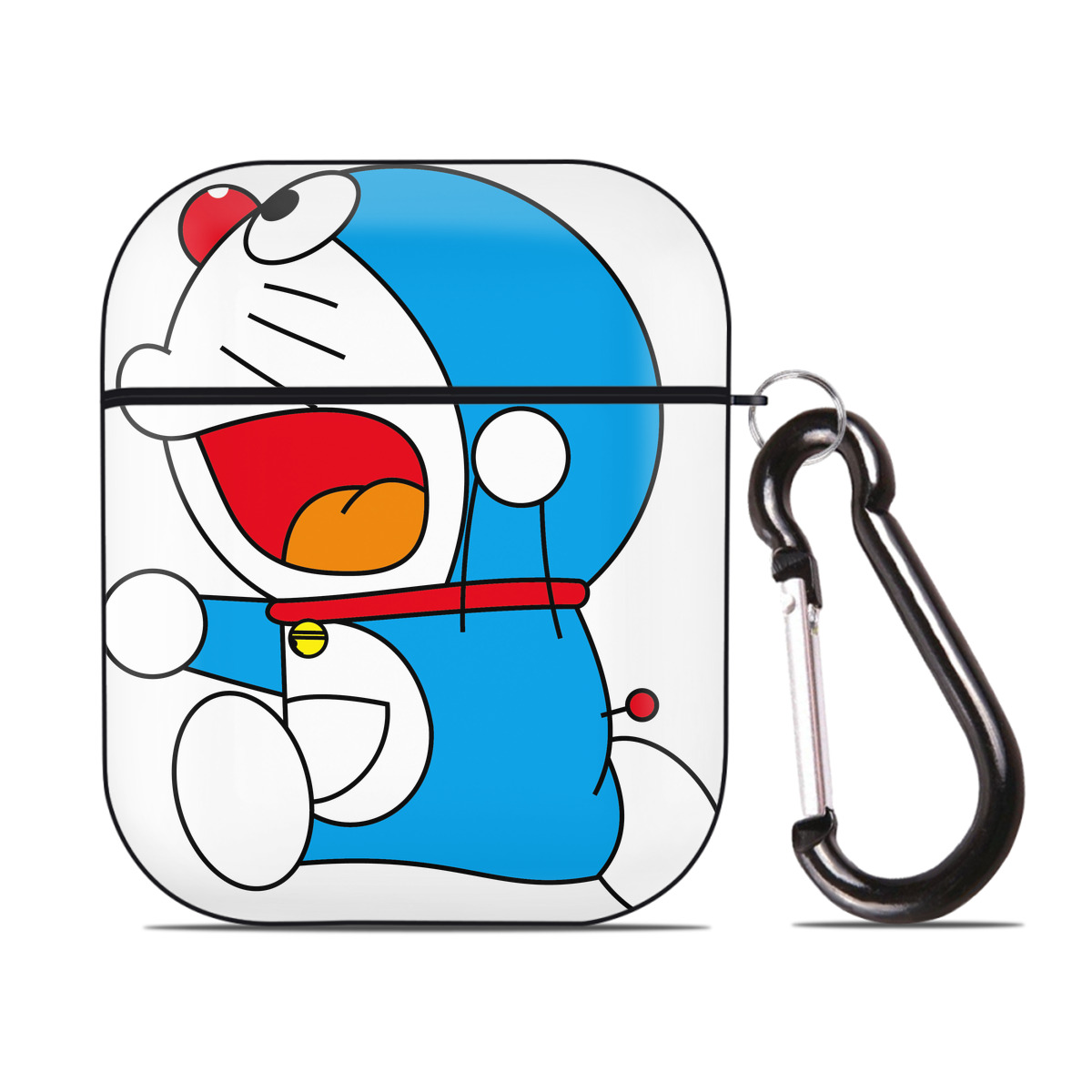 （画像用） ドラえもん Doraemon AirPods 第2世代保護ケース ハードシェル ブラック 耐衝撃・防指紋・カラビナ付き
