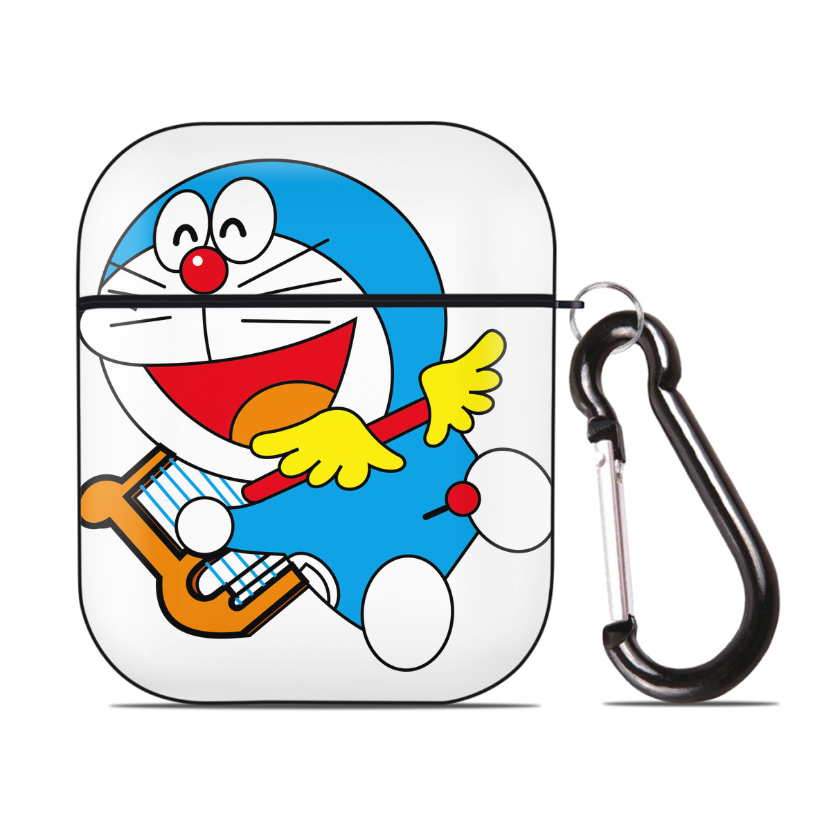 （画像用） ドラえもん Doraemon AirPods 第2世代保護ケース ハードシェル ブラック 耐衝撃・防指紋・カラビナ付き