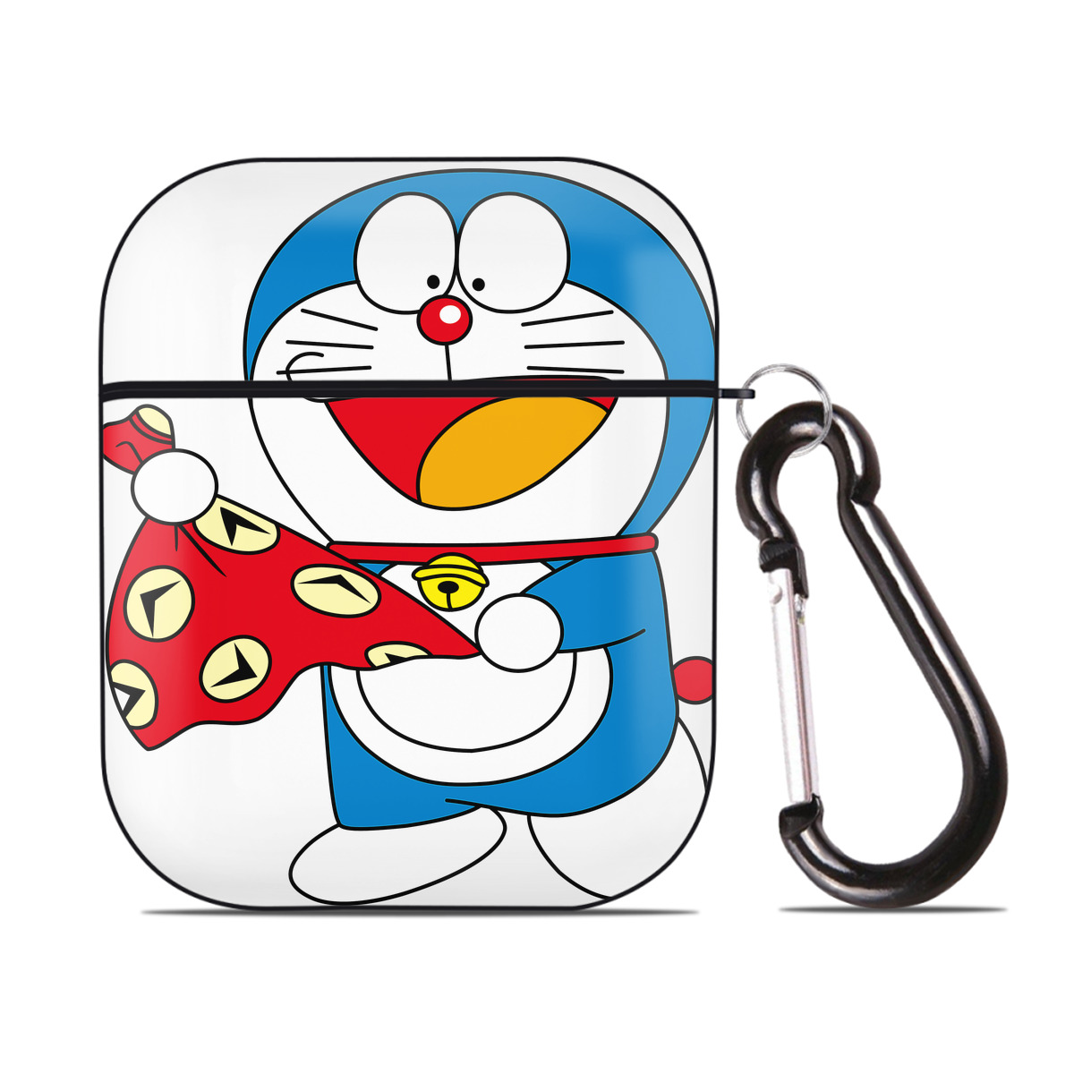 （画像用） ドラえもん Doraemon AirPods 第2世代保護ケース ハードシェル ブラック 耐衝撃・防指紋・カラビナ付き