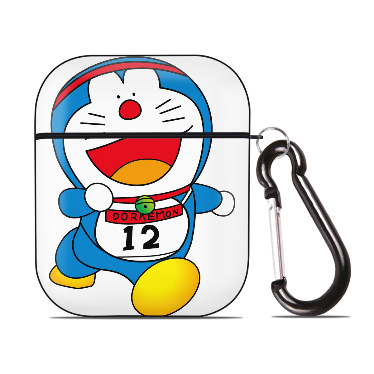 （画像用） ドラえもん Doraemon AirPods 第2世代保護ケース ハードシェル ブラック 耐衝撃・防指紋・カラビナ付き