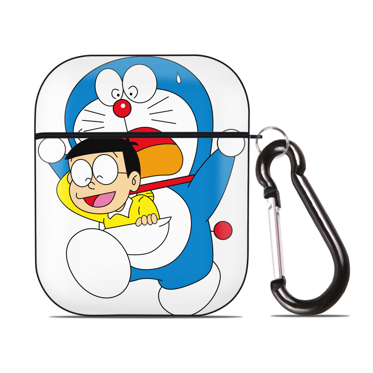 （画像用） ドラえもん Doraemon AirPods 第2世代保護ケース ハードシェル ブラック 耐衝撃・防指紋・カラビナ付き