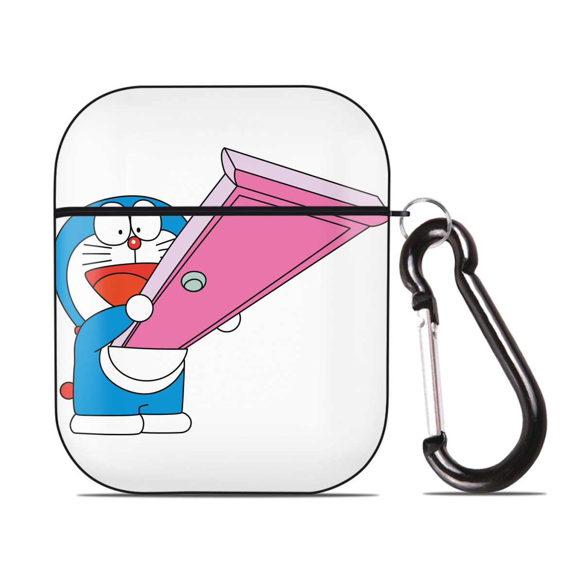 （画像用） ドラえもん Doraemon AirPods 第2世代保護ケース ハードシェル ブラック 耐衝撃・防指紋・カラビナ付き