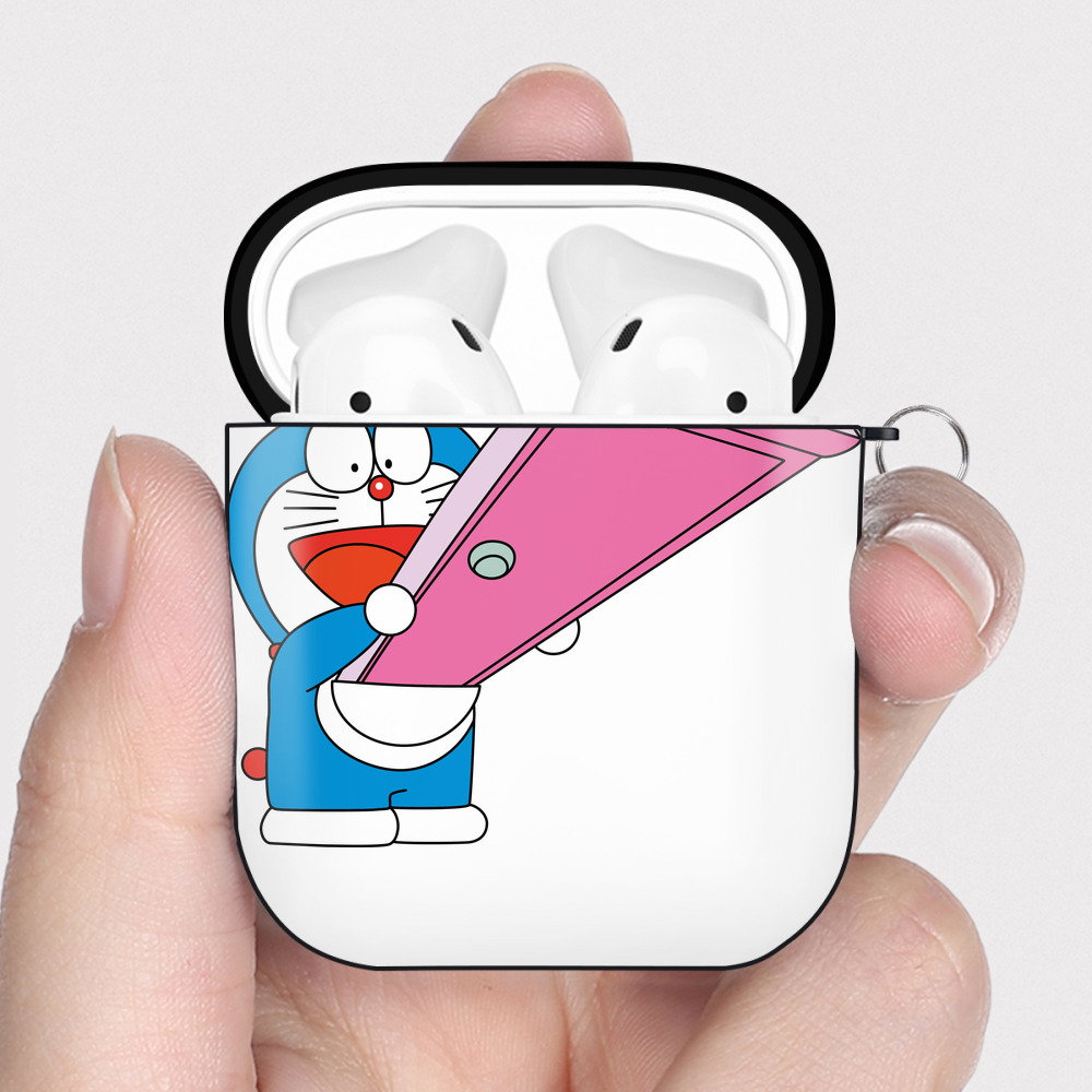 （画像用） ドラえもん Doraemon AirPods 第2世代保護ケース ハードシェル ブラック 耐衝撃・防指紋・カラビナ付き