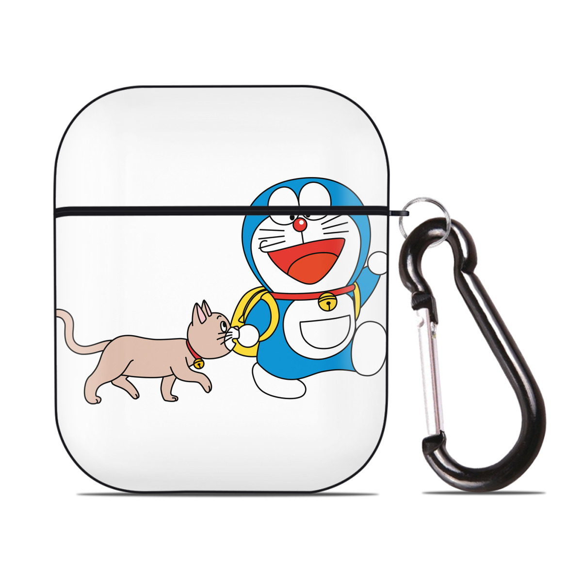 （画像用） ドラえもん Doraemon AirPods 第2世代保護ケース ハードシェル ブラック 耐衝撃・防指紋・カラビナ付き