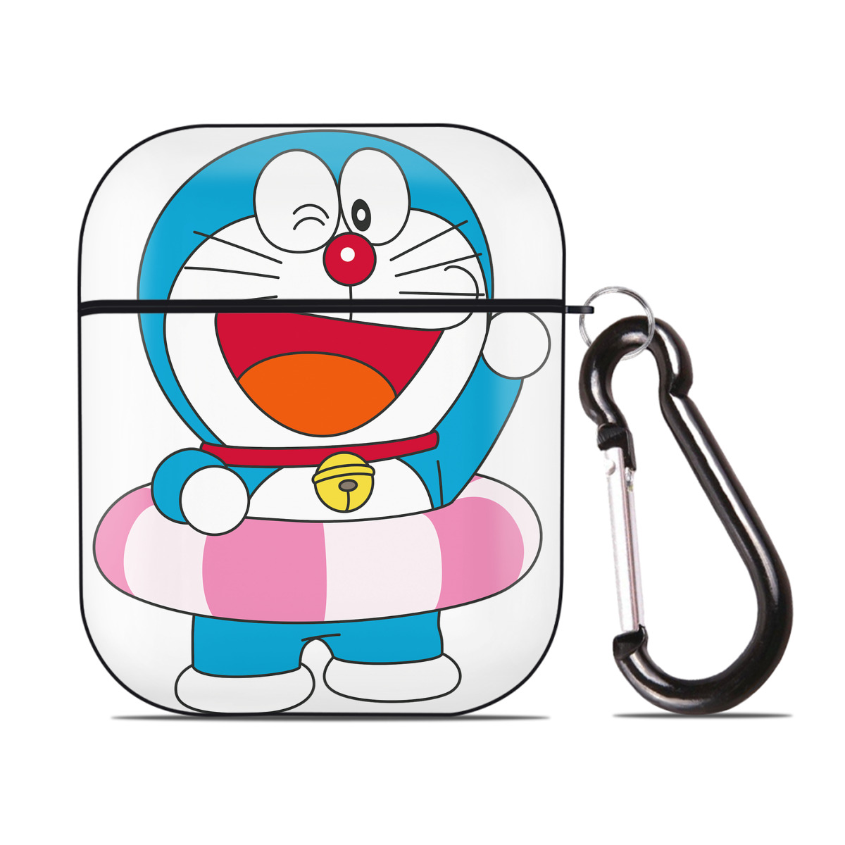 （画像用） ドラえもん Doraemon AirPods 第2世代保護ケース ハードシェル ブラック 耐衝撃・防指紋・カラビナ付き