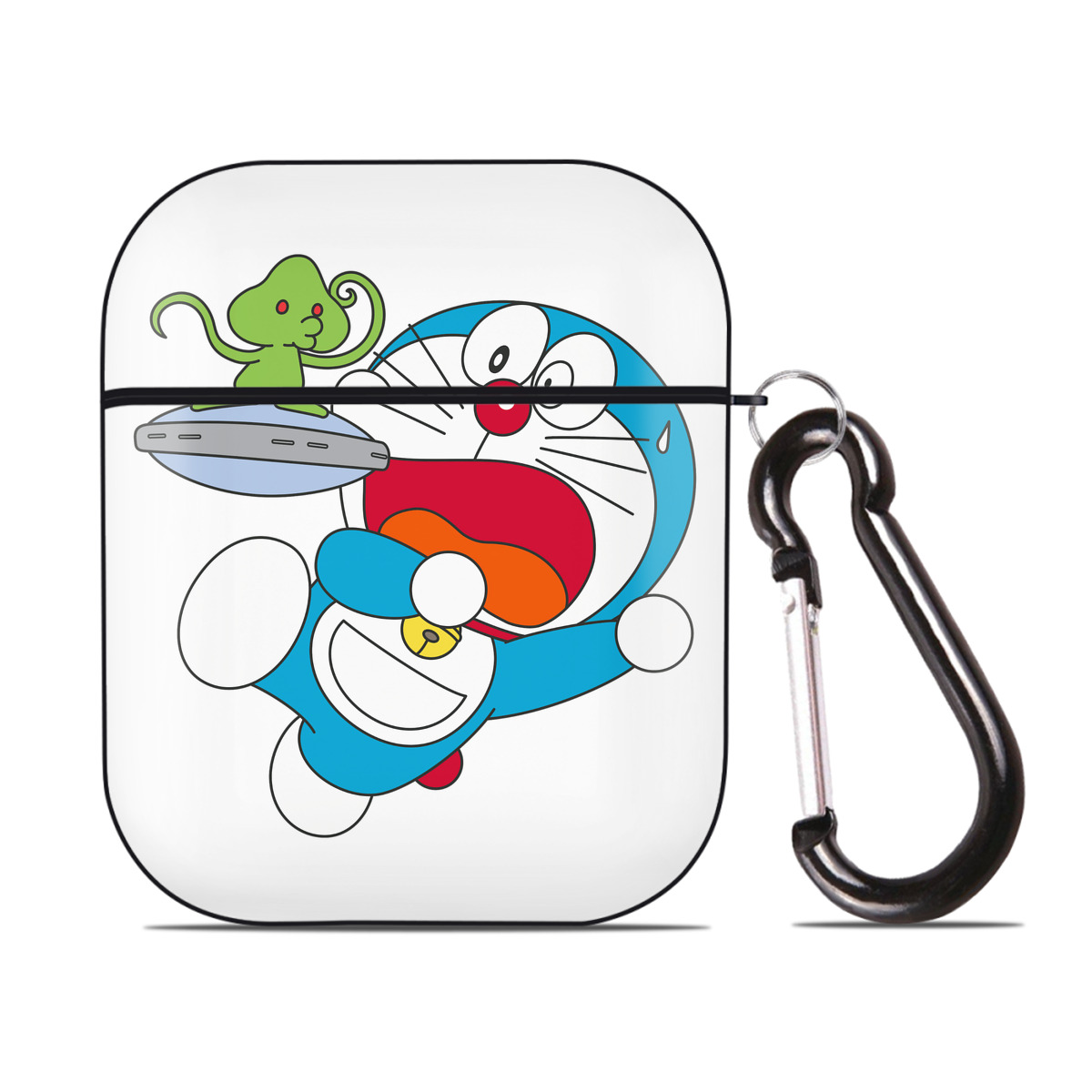 （画像用） ドラえもん Doraemon AirPods 第2世代保護ケース ハードシェル ブラック 耐衝撃・防指紋・カラビナ付き