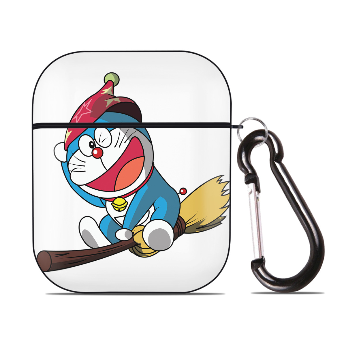 （画像用） ドラえもん Doraemon AirPods 第2世代保護ケース ハードシェル ブラック 耐衝撃・防指紋・カラビナ付き