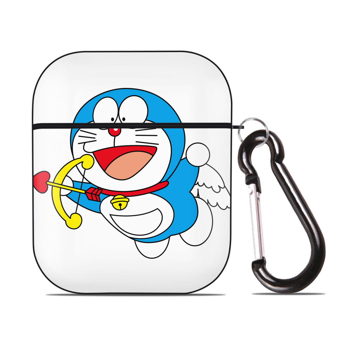 （画像用） ドラえもん Doraemon AirPods 第2世代保護ケース ハードシェル ブラック 耐衝撃・防指紋・カラビナ付き