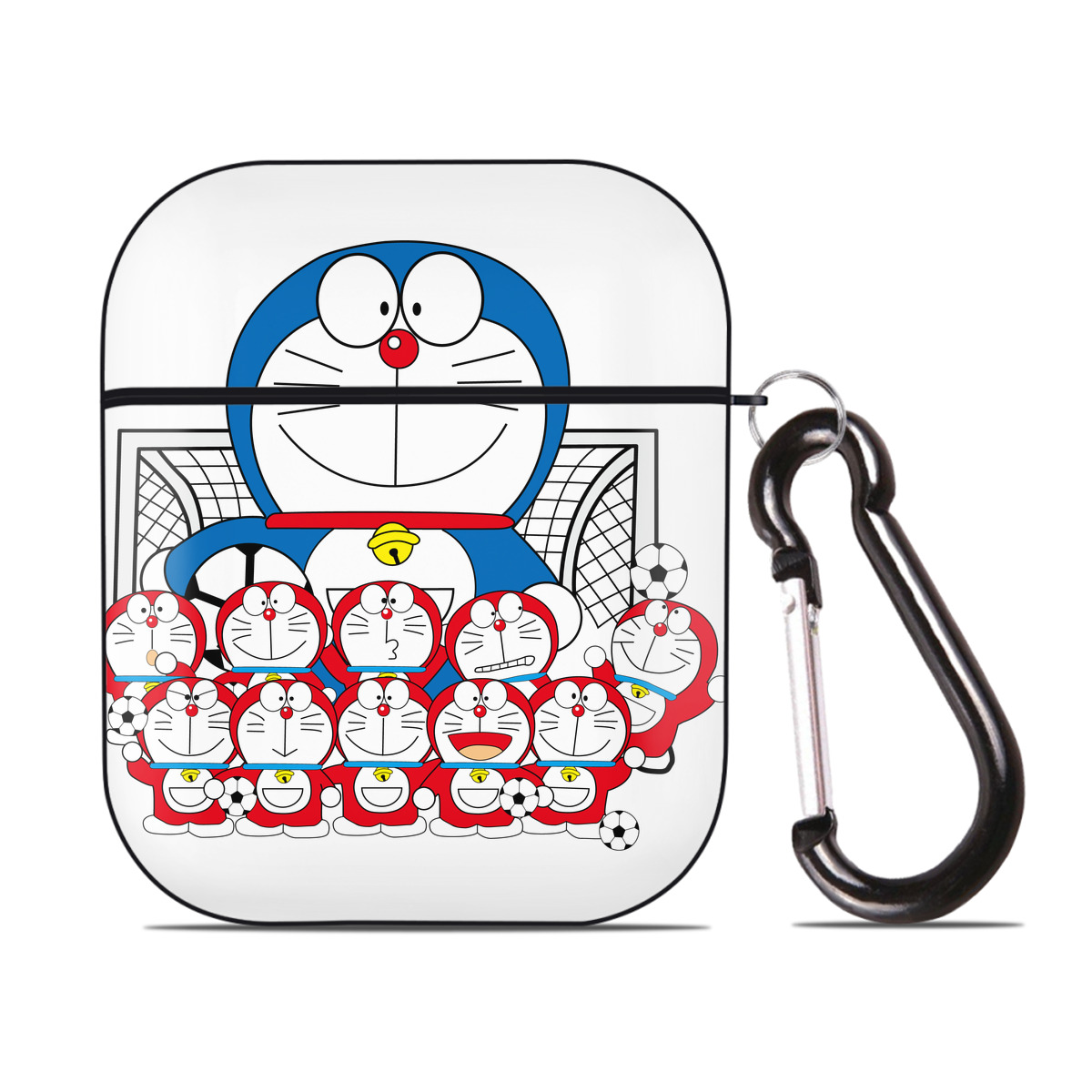 （画像用） ドラえもん Doraemon AirPods 第2世代保護ケース ハードシェル ブラック 耐衝撃・防指紋・カラビナ付き