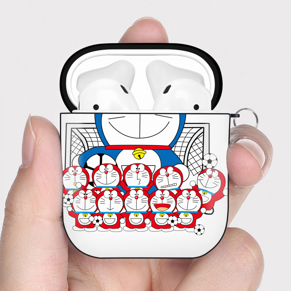 （画像用） ドラえもん Doraemon AirPods 第2世代保護ケース ハードシェル ブラック 耐衝撃・防指紋・カラビナ付き