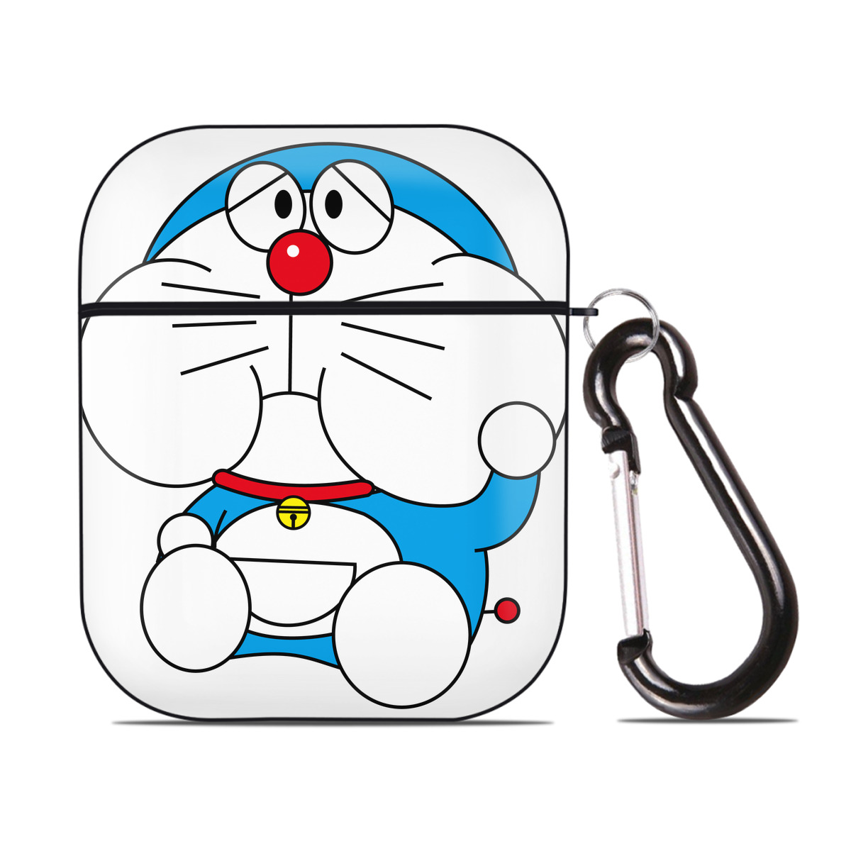 （画像用） ドラえもん Doraemon AirPods 第2世代保護ケース ハードシェル ブラック 耐衝撃・防指紋・カラビナ付き