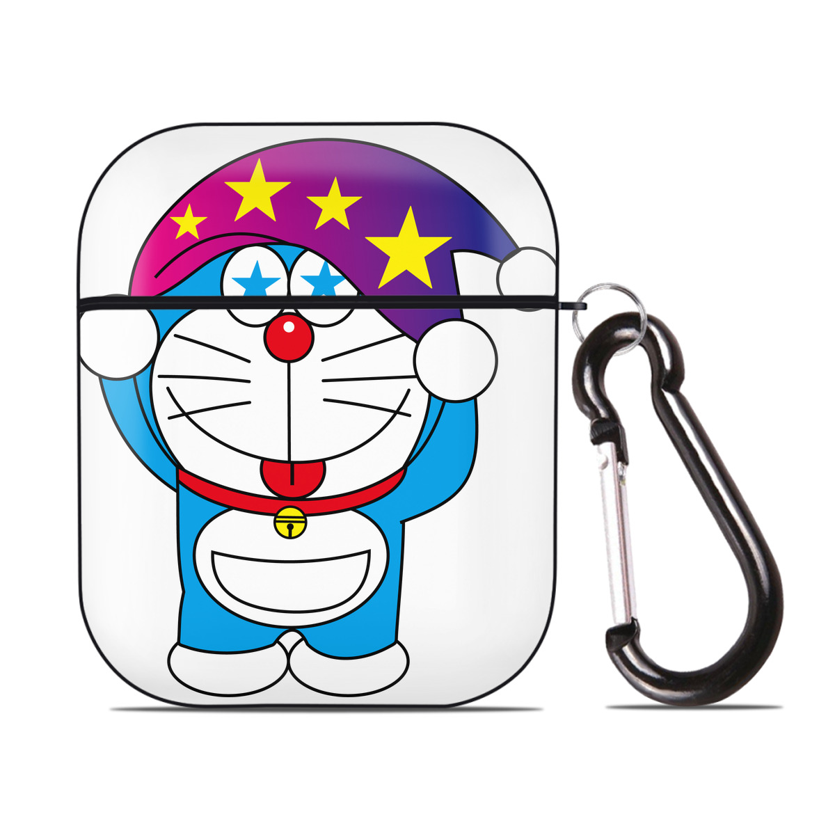（画像用） ドラえもん Doraemon AirPods 第2世代保護ケース ハードシェル ブラック 耐衝撃・防指紋・カラビナ付き