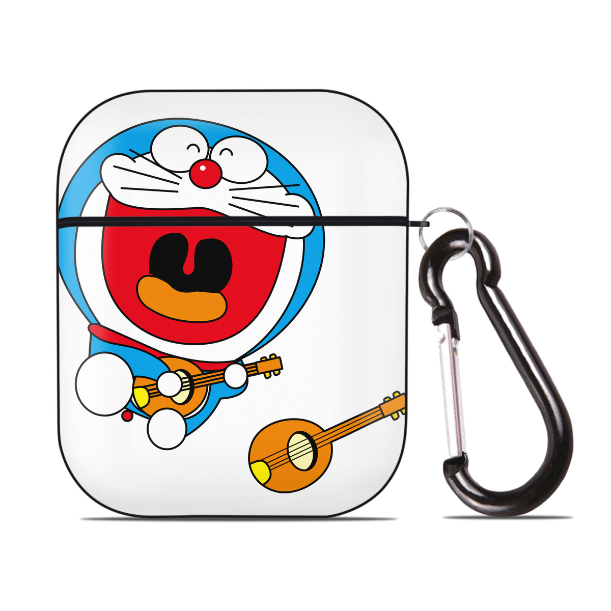 （画像用） ドラえもん Doraemon AirPods 第2世代保護ケース ハードシェル ブラック 耐衝撃・防指紋・カラビナ付き
