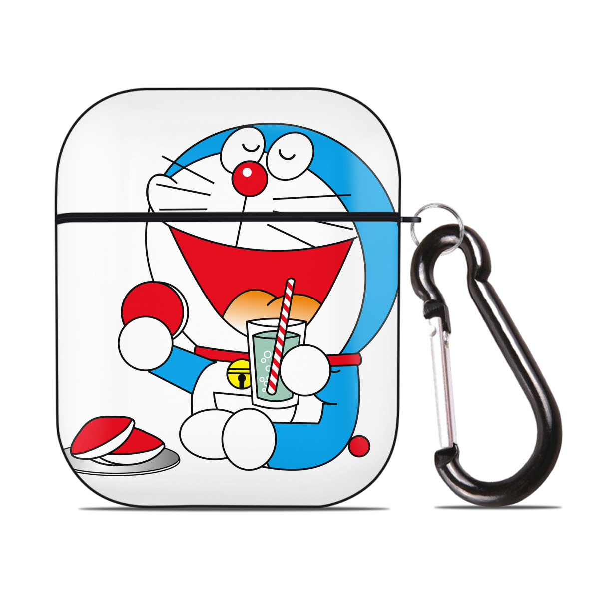 （画像用） ドラえもん Doraemon AirPods 第2世代保護ケース ハードシェル ブラック 耐衝撃・防指紋・カラビナ付き