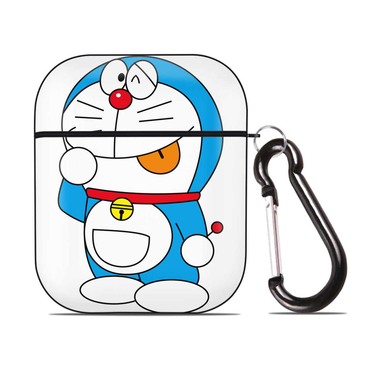 （画像用） ドラえもん Doraemon AirPods 第2世代保護ケース ハードシェル ブラック 耐衝撃・防指紋・カラビナ付き