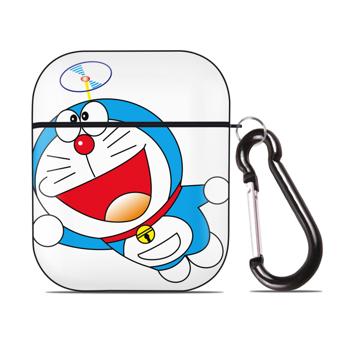 （画像用） ドラえもん Doraemon AirPods 第2世代保護ケース ハードシェル ブラック 耐衝撃・防指紋・カラビナ付き
