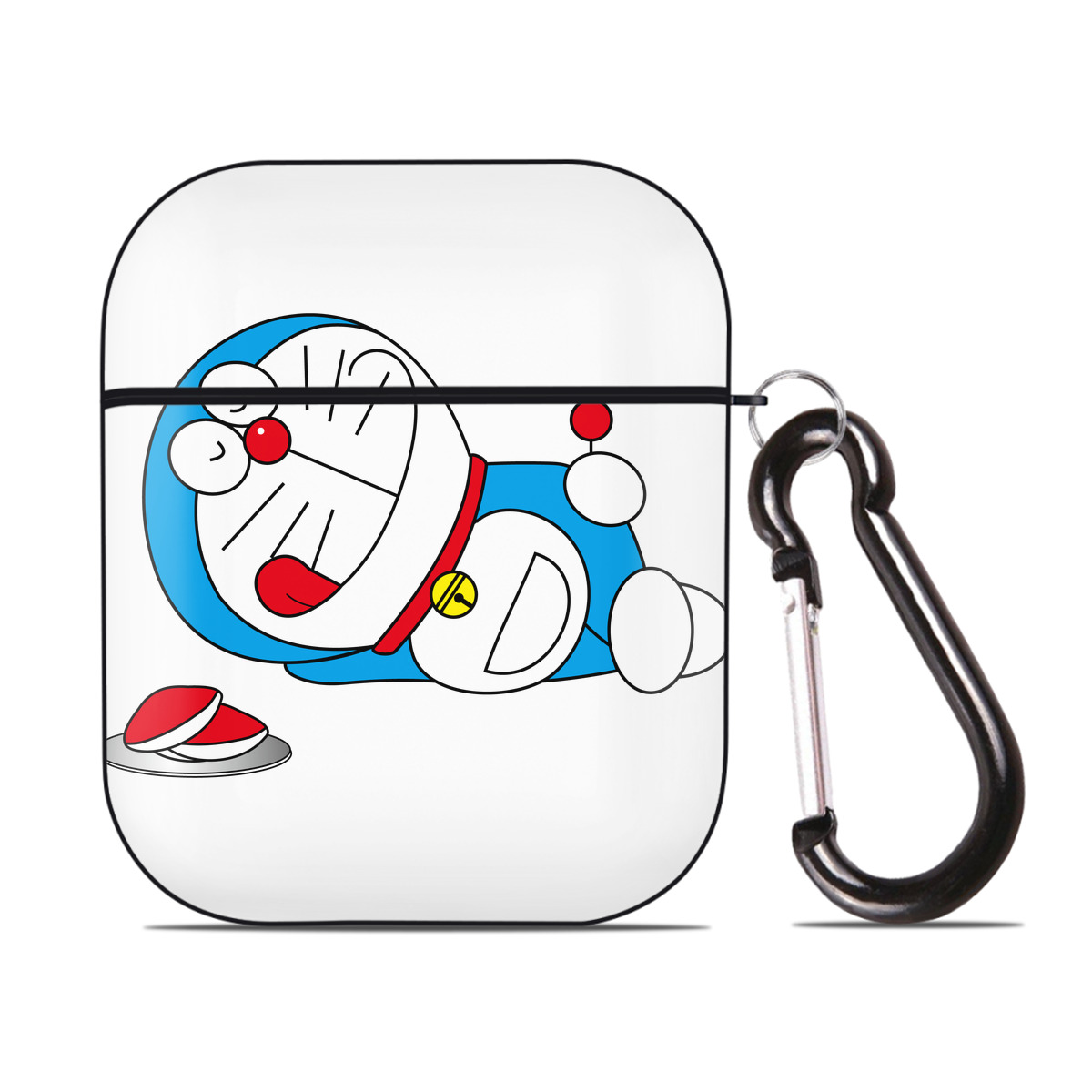 （画像用） ドラえもん Doraemon AirPods 第2世代保護ケース ハードシェル ブラック 耐衝撃・防指紋・カラビナ付き