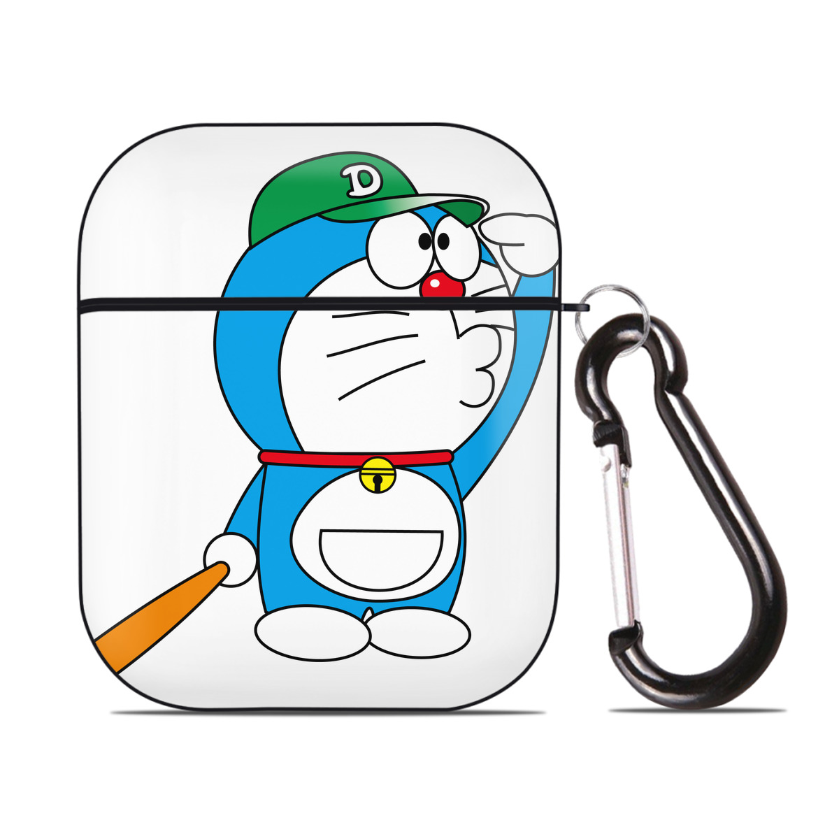 （画像用） ドラえもん Doraemon AirPods 第2世代保護ケース ハードシェル ブラック 耐衝撃・防指紋・カラビナ付き