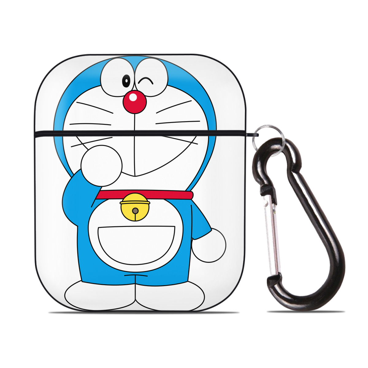 （画像用） ドラえもん Doraemon AirPods 第2世代保護ケース ハードシェル ブラック 耐衝撃・防指紋・カラビナ付き