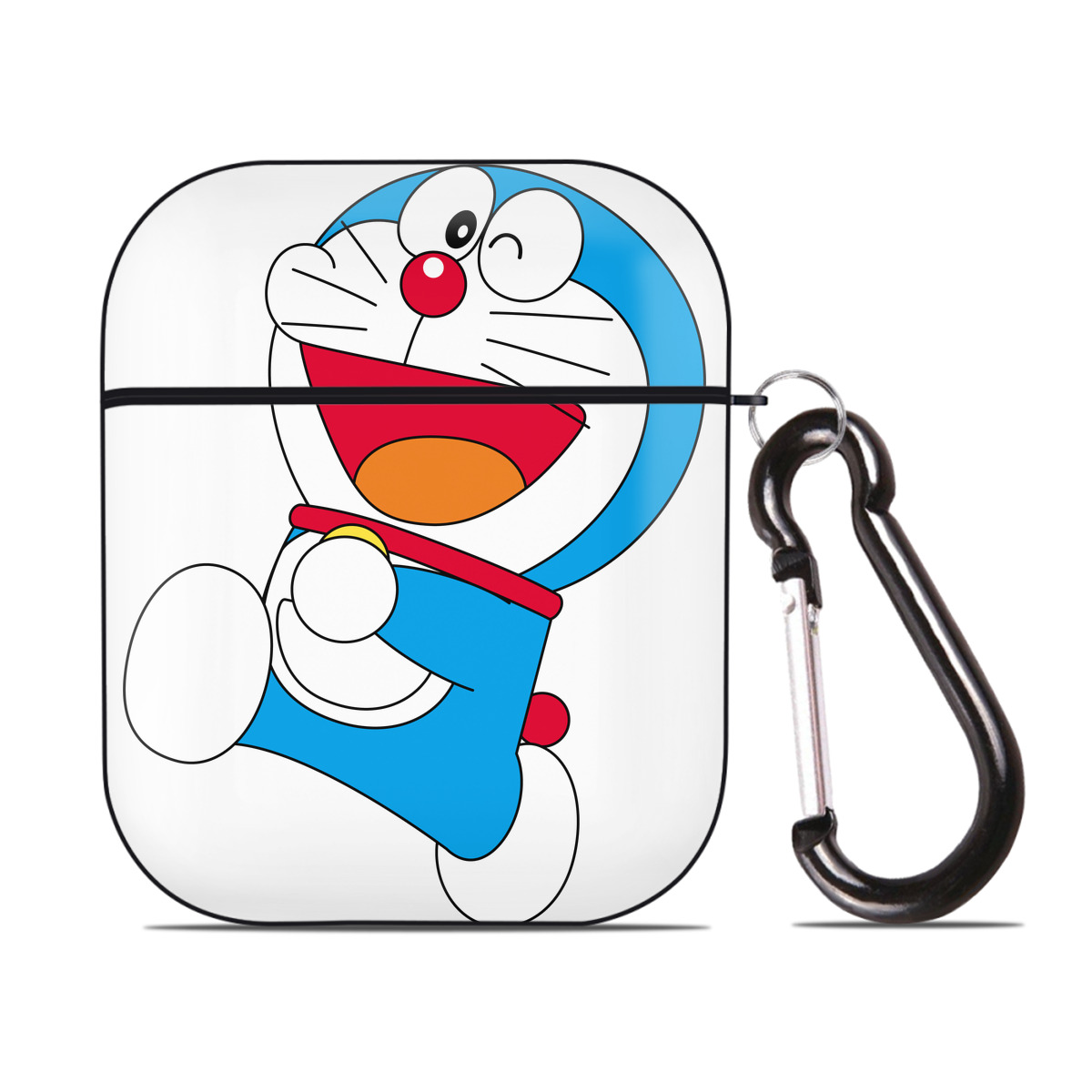 （画像用） ドラえもん Doraemon AirPods 第2世代保護ケース ハードシェル ブラック 耐衝撃・防指紋・カラビナ付き