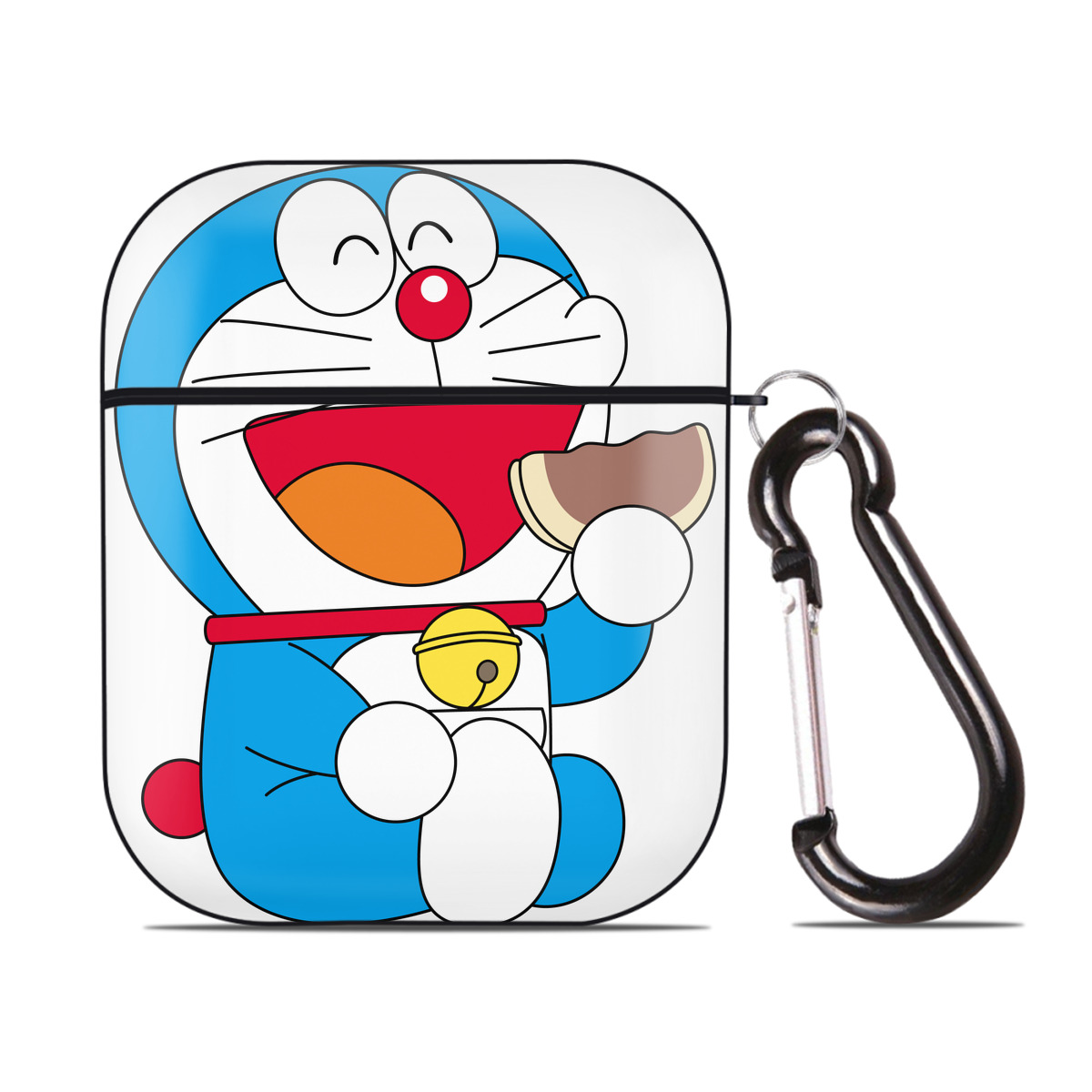 （画像用） ドラえもん Doraemon AirPods 第2世代保護ケース ハードシェル ブラック 耐衝撃・防指紋・カラビナ付き
