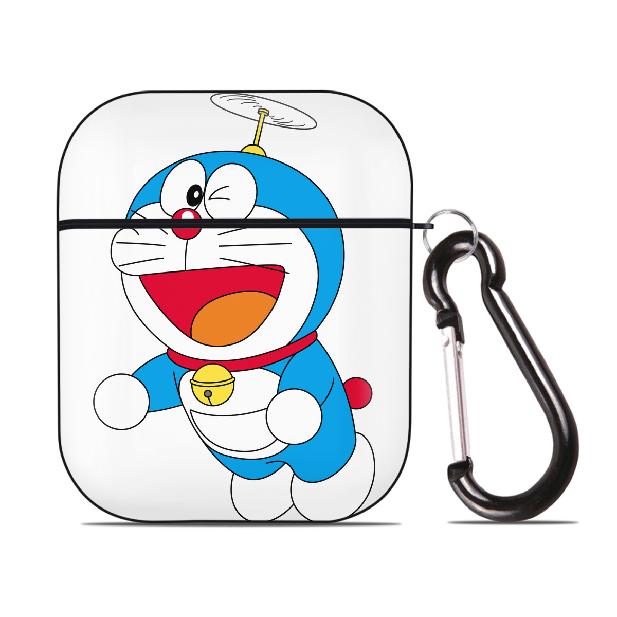 （画像用） ドラえもん Doraemon AirPods 第2世代保護ケース ハードシェル ブラック 耐衝撃・防指紋・カラビナ付き