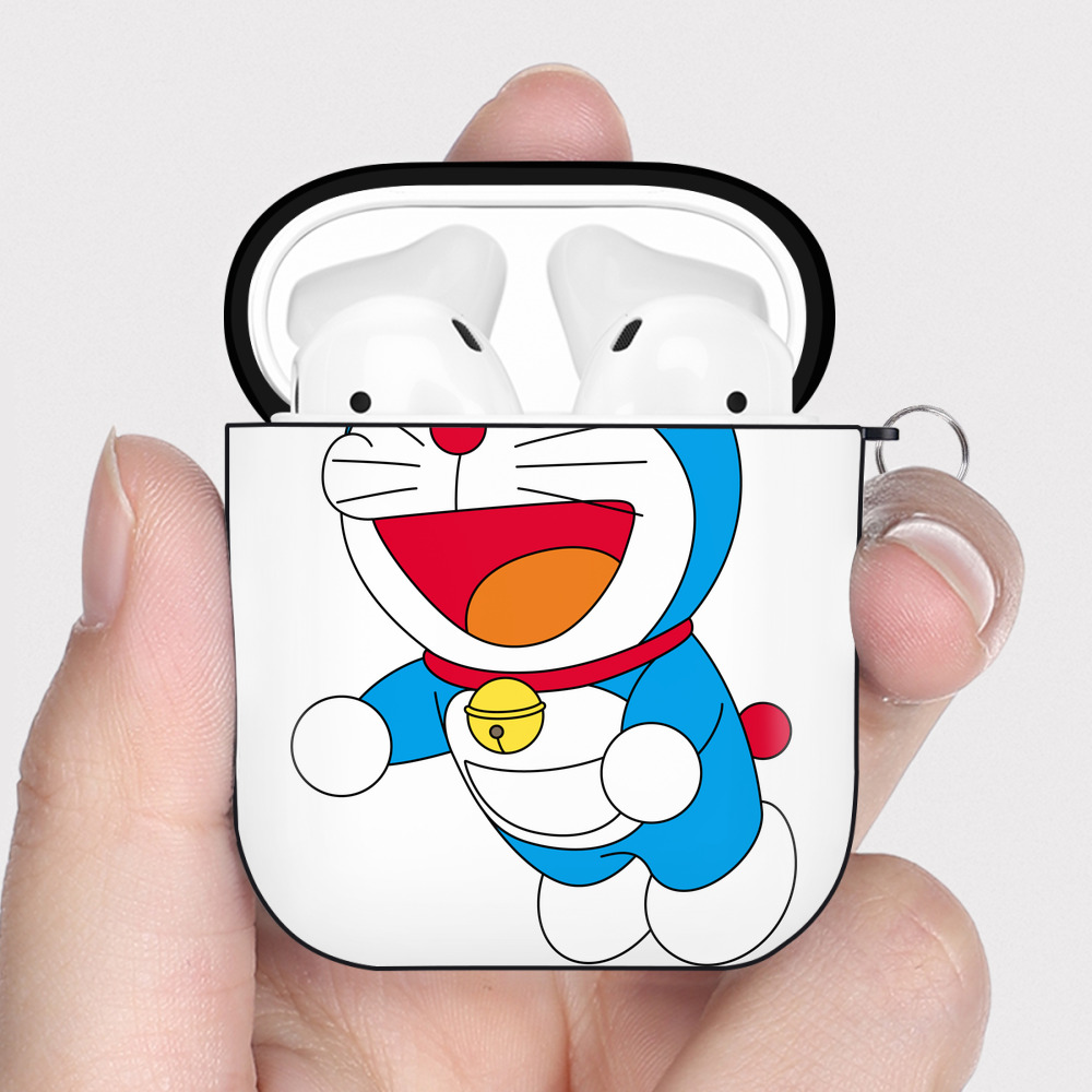 （画像用） ドラえもん Doraemon AirPods 第2世代保護ケース ハードシェル ブラック 耐衝撃・防指紋・カラビナ付き