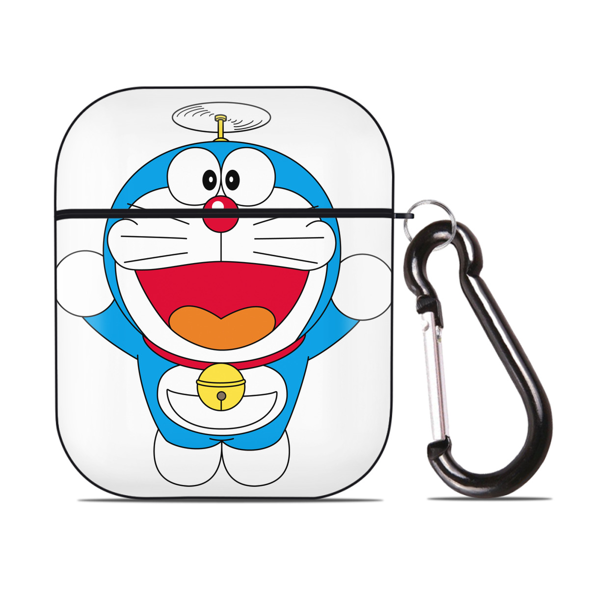 （画像用） ドラえもん Doraemon AirPods 第2世代保護ケース ハードシェル ブラック 耐衝撃・防指紋・カラビナ付き