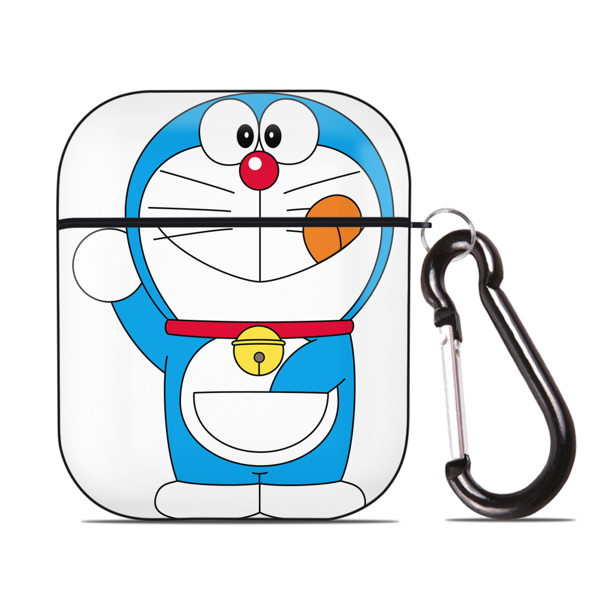 （画像用） ドラえもん Doraemon AirPods 第2世代保護ケース ハードシェル ブラック 耐衝撃・防指紋・カラビナ付き