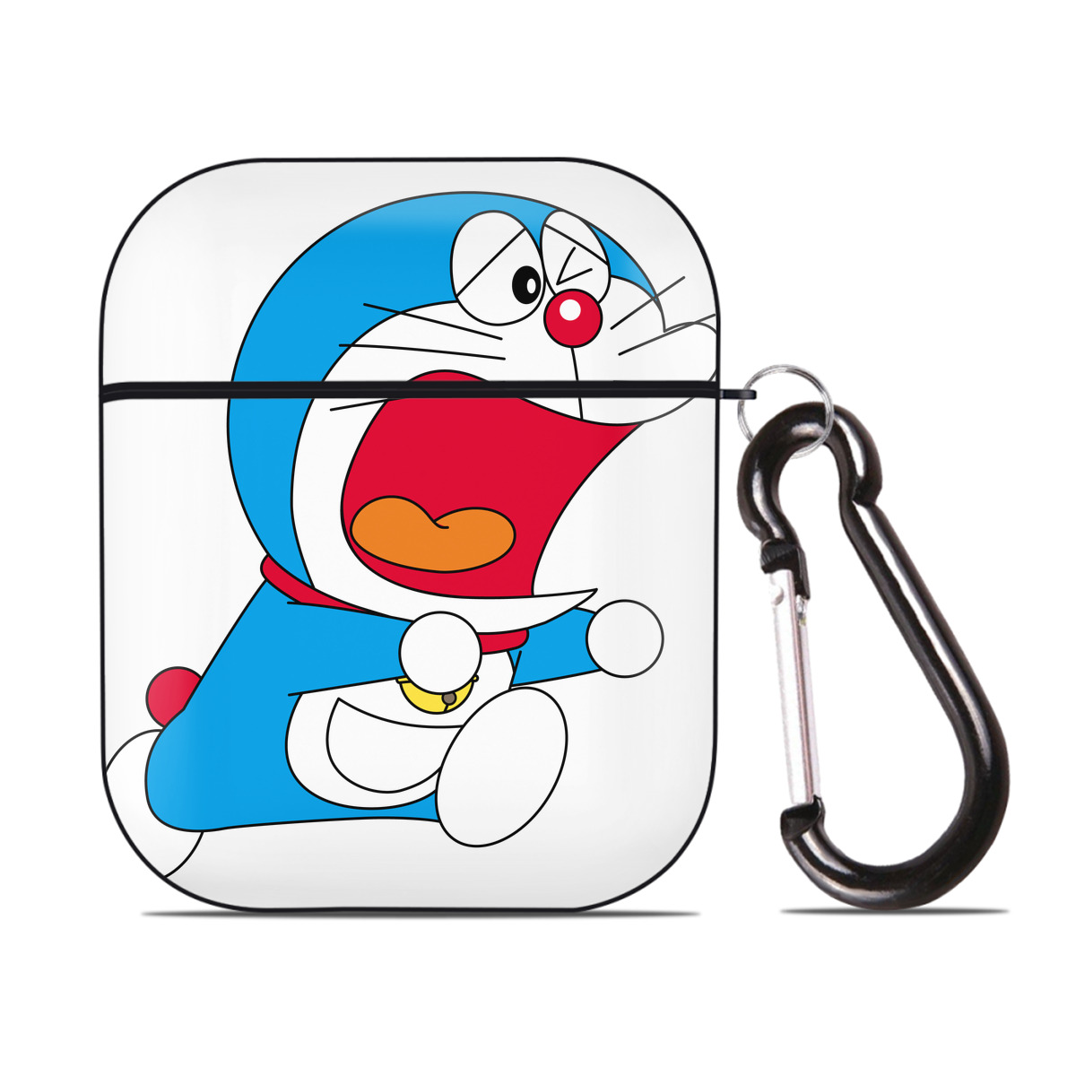 （画像用） ドラえもん Doraemon AirPods 第2世代保護ケース ハードシェル ブラック 耐衝撃・防指紋・カラビナ付き