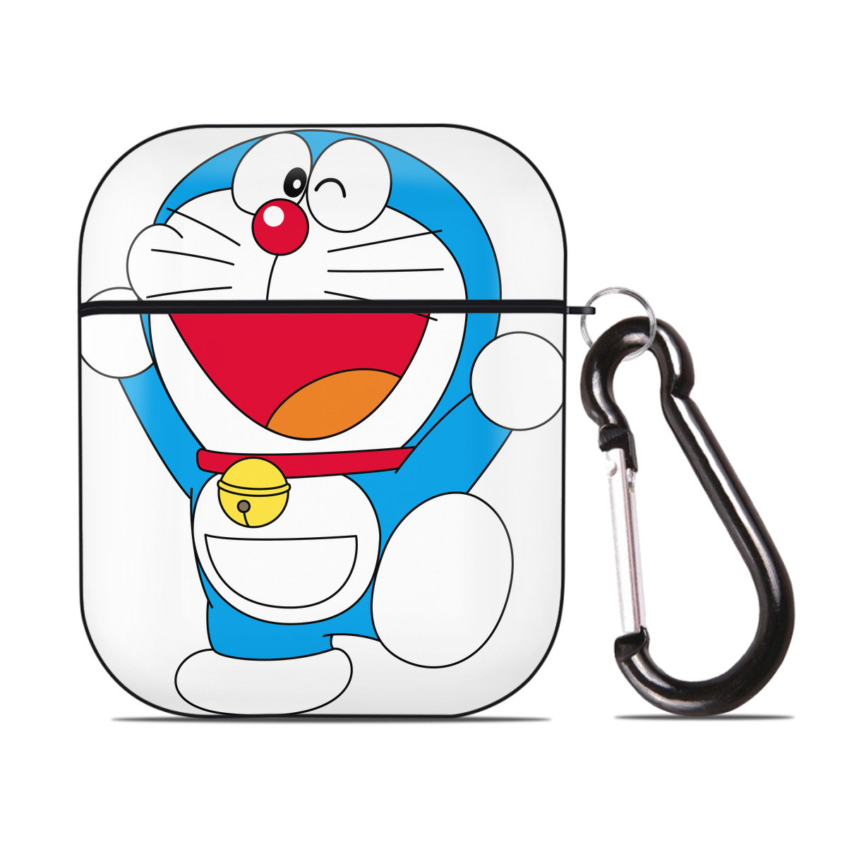 （画像用） ドラえもん Doraemon AirPods 第2世代保護ケース ハードシェル ブラック 耐衝撃・防指紋・カラビナ付き