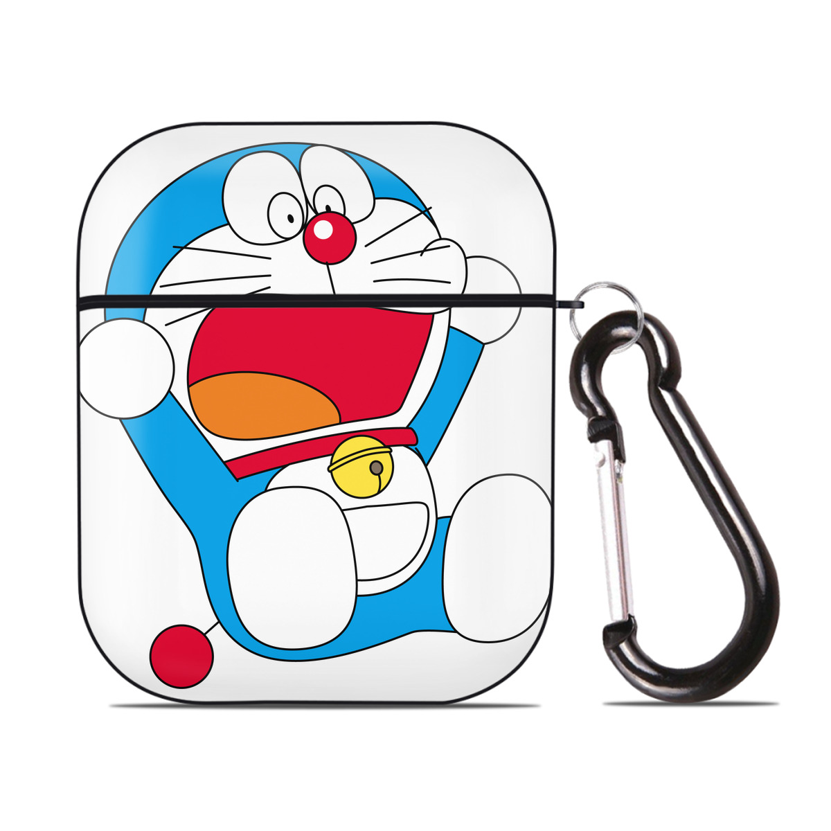 （画像用） ドラえもん Doraemon AirPods 第2世代保護ケース ハードシェル ブラック 耐衝撃・防指紋・カラビナ付き