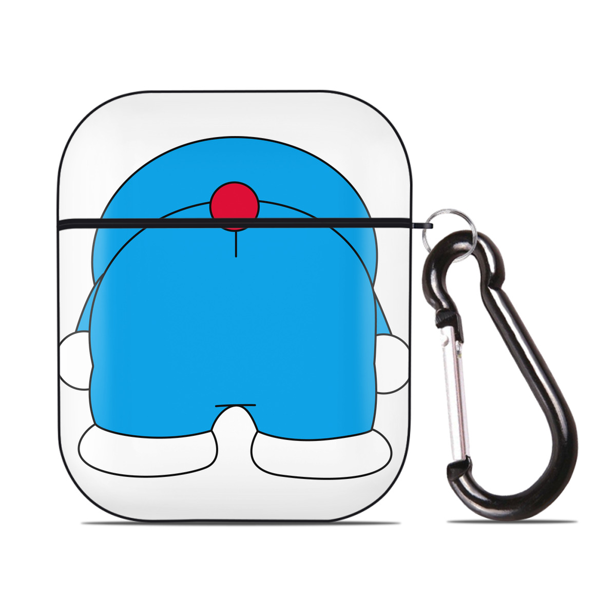 （画像用） ドラえもん Doraemon AirPods 第2世代保護ケース ハードシェル ブラック 耐衝撃・防指紋・カラビナ付き