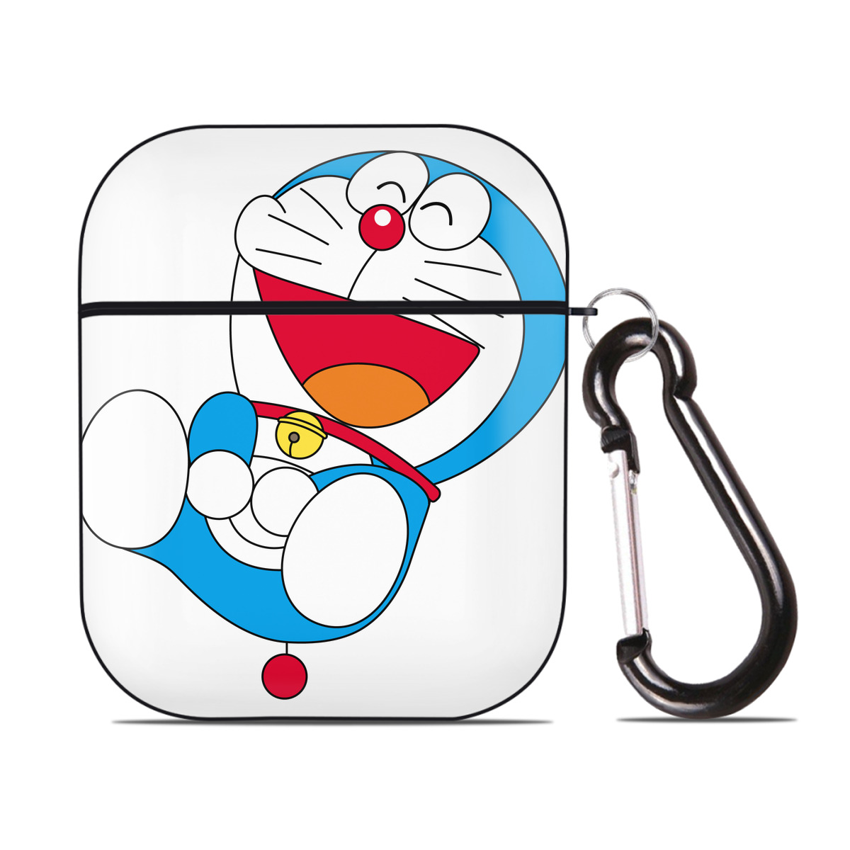 （画像用） ドラえもん Doraemon AirPods 第2世代保護ケース ハードシェル ブラック 耐衝撃・防指紋・カラビナ付き