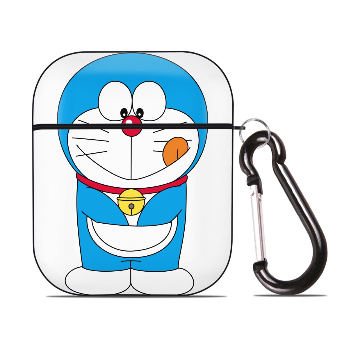 （画像用） ドラえもん Doraemon AirPods 第2世代保護ケース ハードシェル ブラック 耐衝撃・防指紋・カラビナ付き
