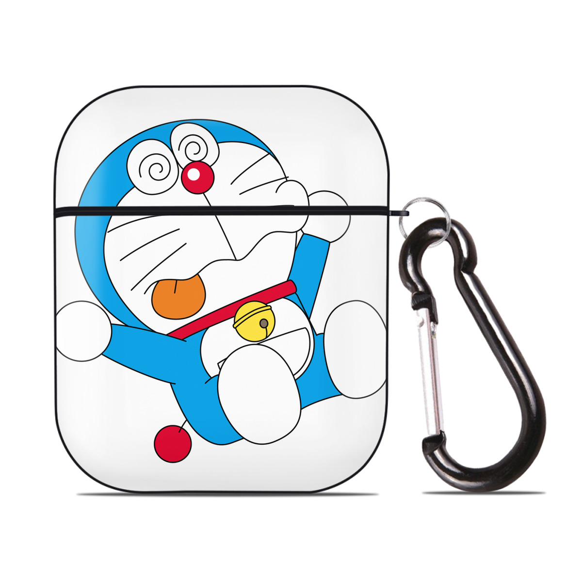 （画像用） ドラえもん Doraemon AirPods 第2世代保護ケース ハードシェル ブラック 耐衝撃・防指紋・カラビナ付き