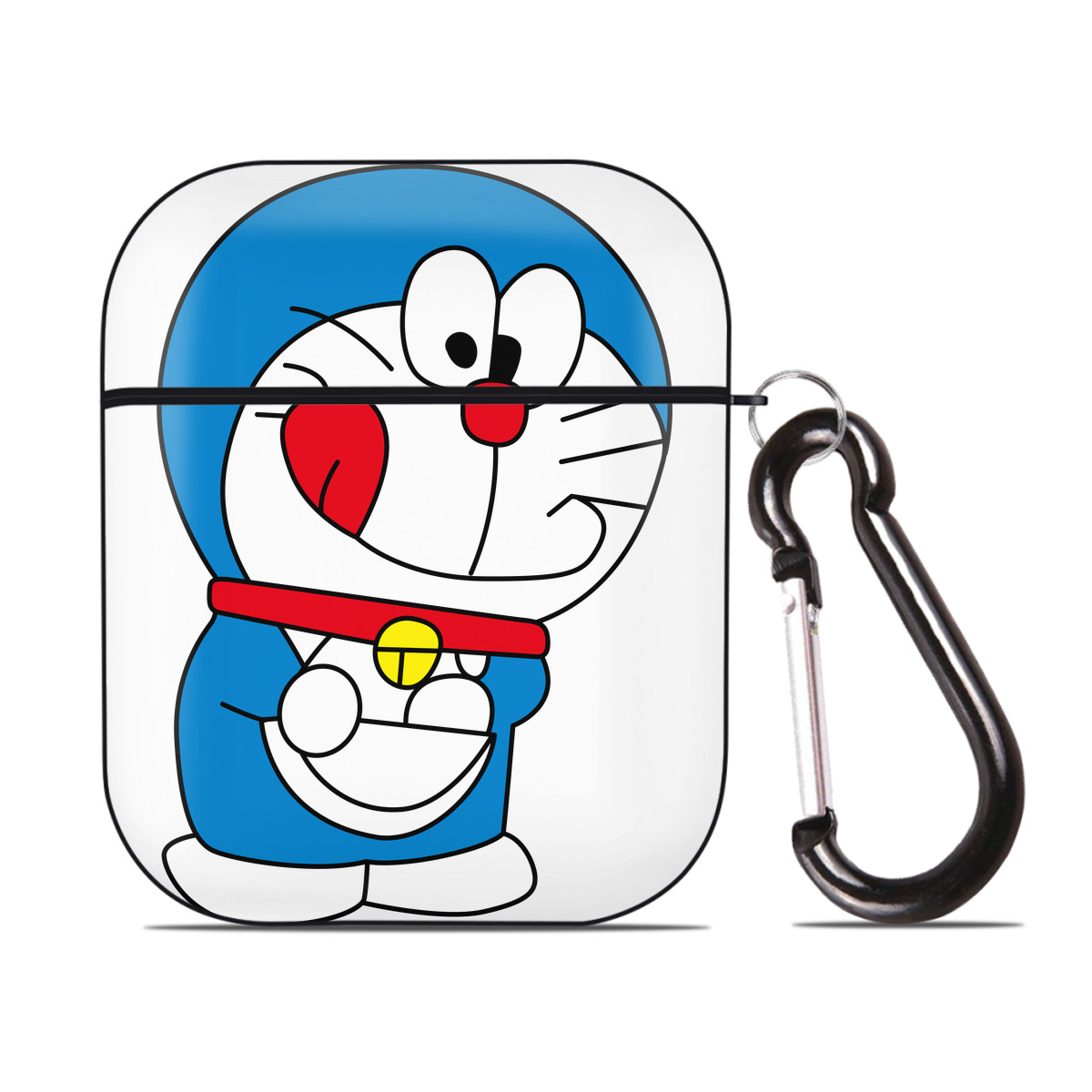（画像用） ドラえもん Doraemon AirPods 第2世代保護ケース ハードシェル ブラック 耐衝撃・防指紋・カラビナ付き