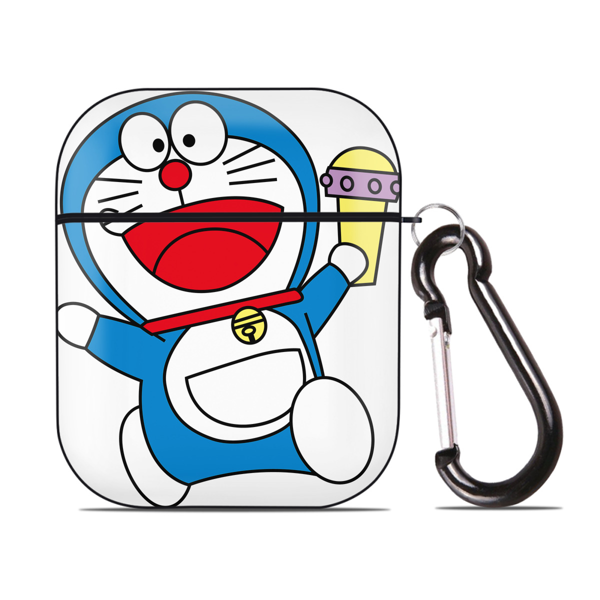 （画像用） ドラえもん Doraemon AirPods 第2世代保護ケース ハードシェル ブラック 耐衝撃・防指紋・カラビナ付き